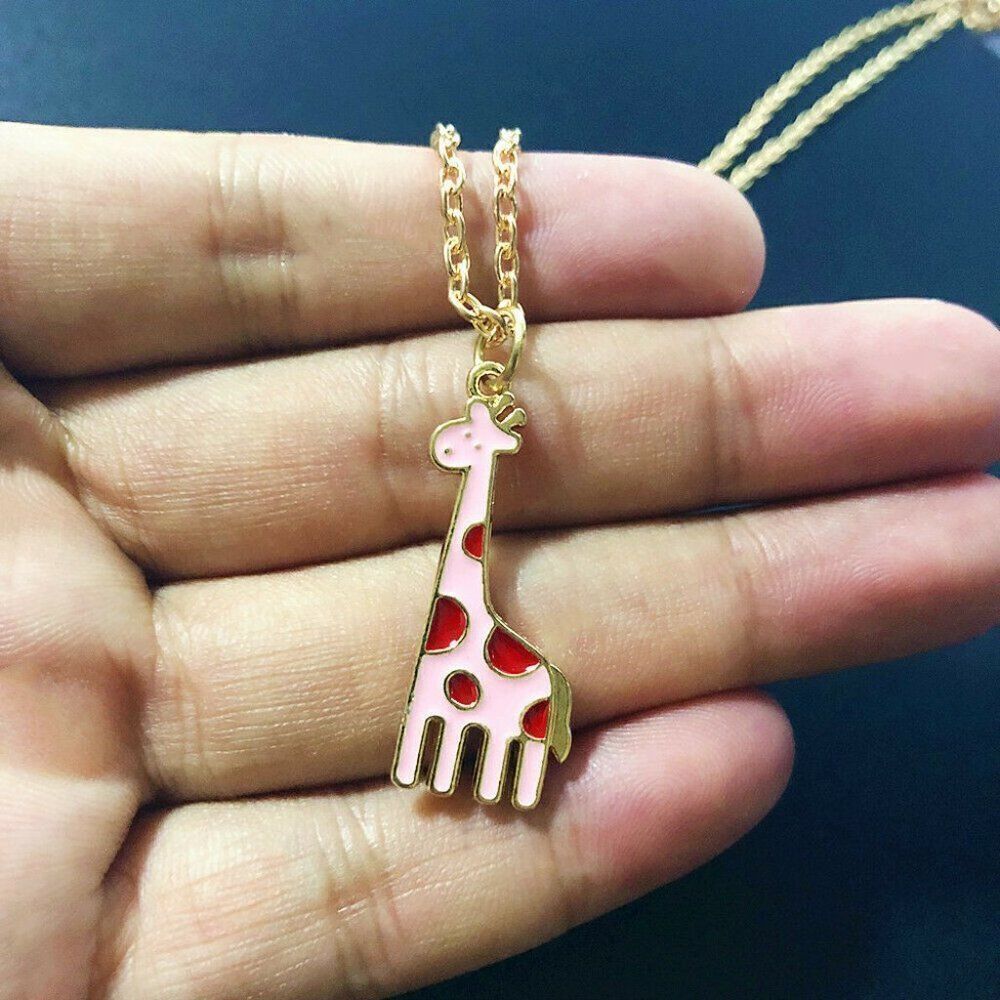 Cute! Animal Giraffe Necklace Chain Pendant Gold Rose Gold